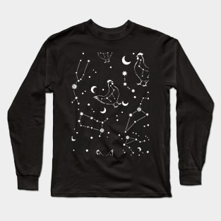 Black Space Stars Constellation Cosmos Astronomy Chicken Lover Long Sleeve T-Shirt